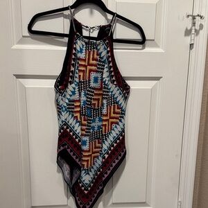 XOXO Geometric Patterned Halter Top
